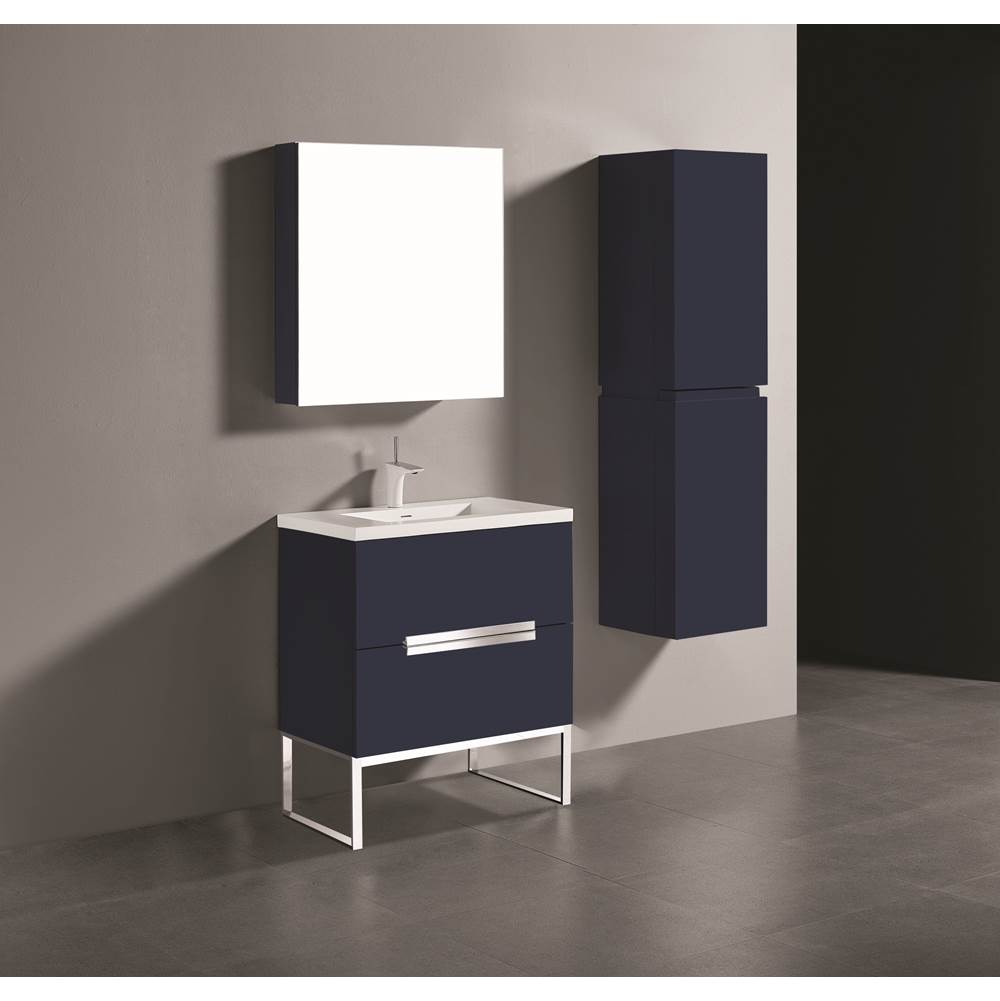 Madeli - Madeli Soho 30'' Free standing Vanity Cabinet in Sapphire/HW: Polished Chrome(PC) - Sapphire With Polished Chrome