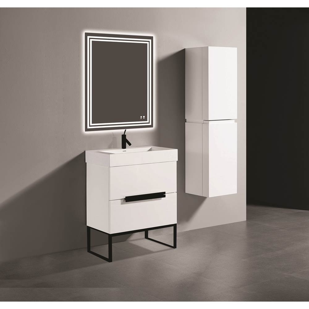 Madeli - Madeli Soho 30'' Free standing Vanity Cabinet in White/HW: Brushed Nickel(BN) - White With Brushed Nickel