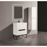 Madeli - Madeli Soho 30'' Free standing Vanity Cabinet in White/HW: Brushed Nickel(BN) - White With Brushed Nickel