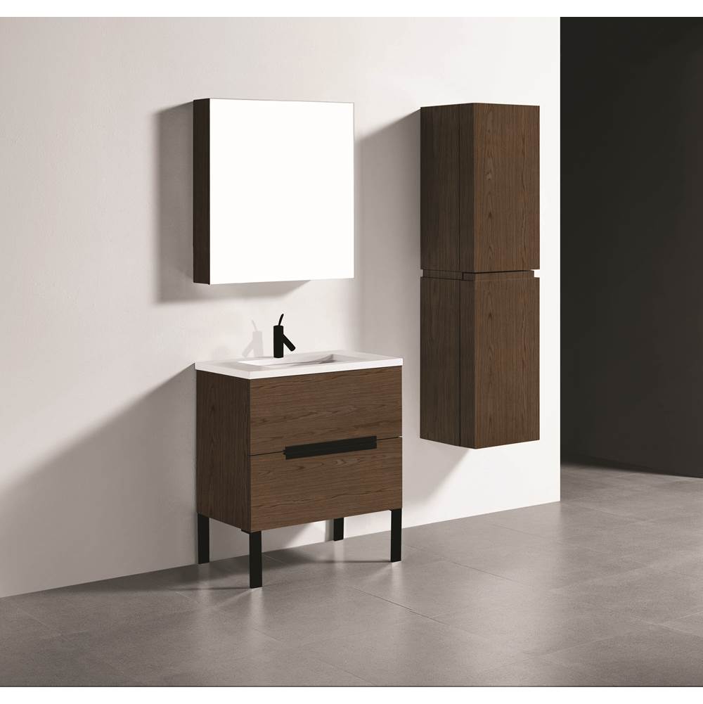 Madeli - Madeli Soho 30'' Free standing Vanity Cabinet in Brandy/HW: Polished Nickel(PN) - Brandy With Polished Nickel