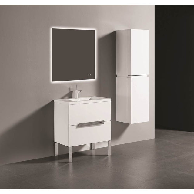 Madeli - Madeli Soho 30'' Free standing Vanity Cabinet in White/HW: Polished Chrome(PC) - White With Polished Chrome