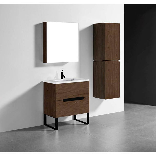 Madeli - Madeli Soho 30'' Free standing Vanity Cabinet in Brandy/HW: Matte Black(MB) - Brandy With Matte Black