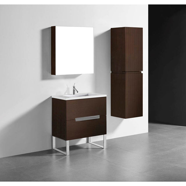 Madeli - Madeli Soho 30'' Free standing Vanity Cabinet in Walnut/HW: Polished Chrome(PC) - Walnut With Polished Chrome