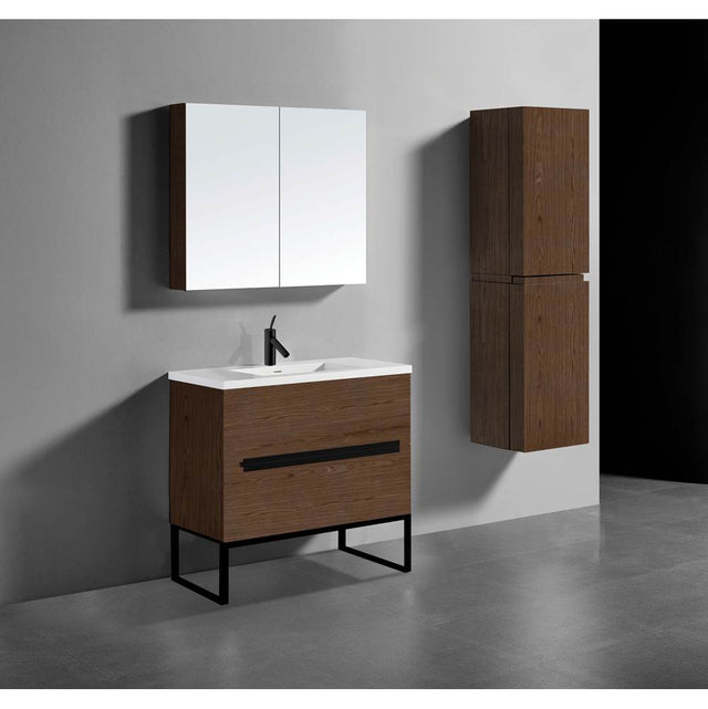 Madeli - Madeli Soho 36'' Free standing Vanity Cabinet in Brandy/HW: Matte Black(MB) - Brandy With Matte Black