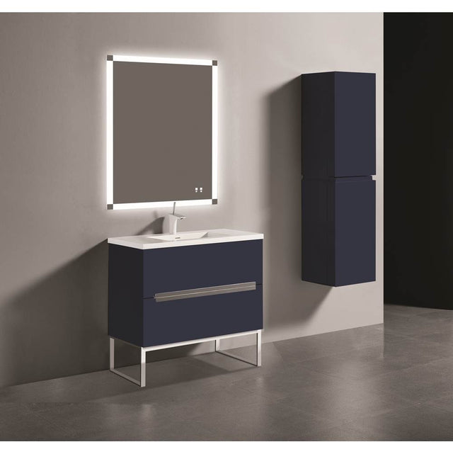 Madeli - Madeli Soho 36'' Free standing Vanity Cabinet in Sapphire/HW: Polished Nickel(PN) - Sapphire With Polished Nickel