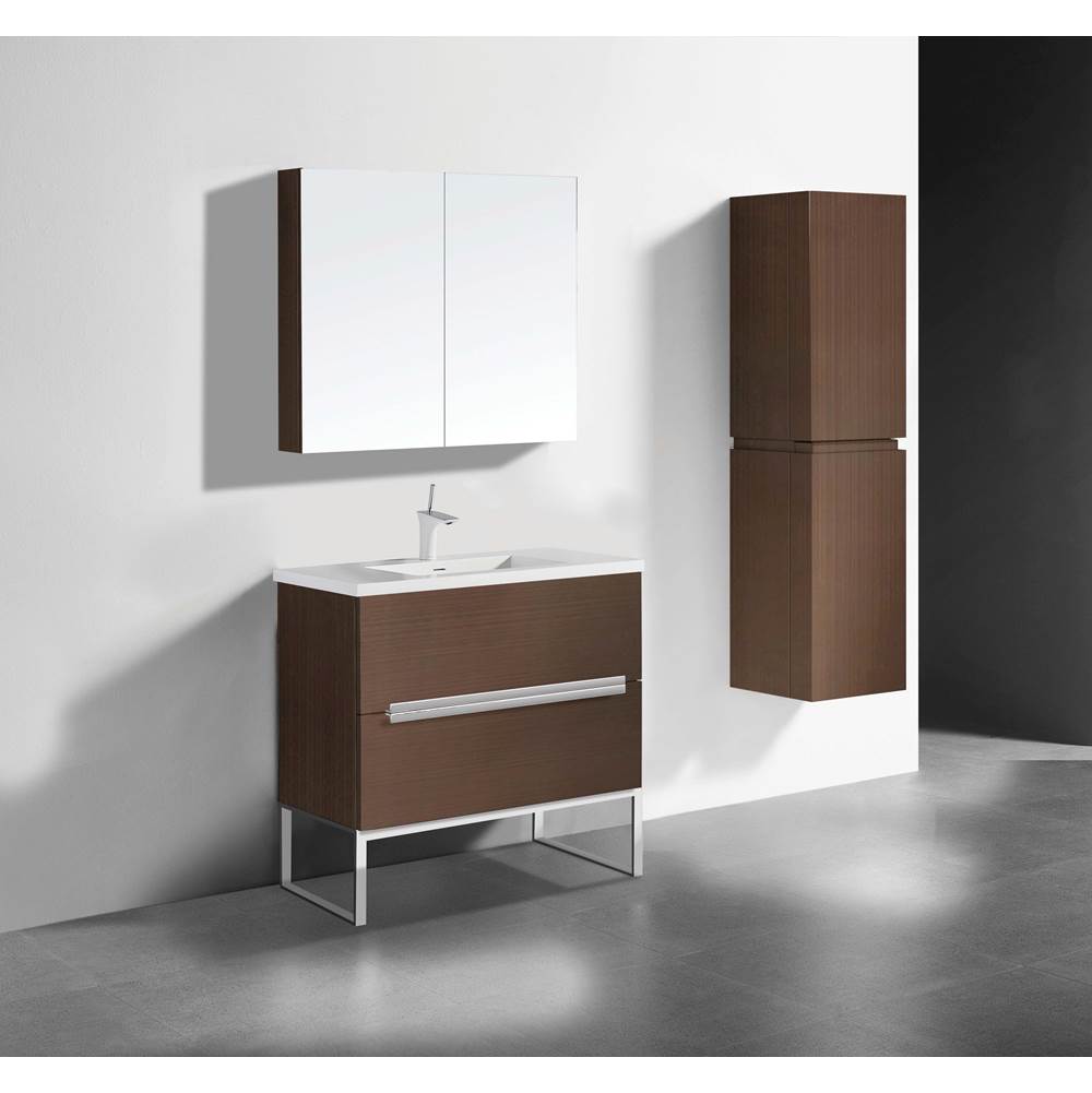 Madeli - Madeli Soho 36'' Free standing Vanity Cabinet in Walnut/HW: Polished Nickel(PN) - Walnut With Polished Nickel