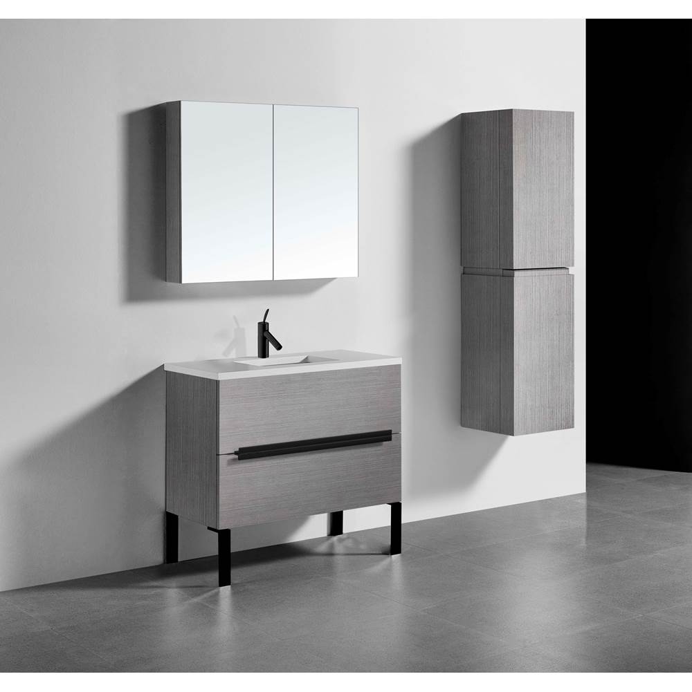 Madeli - Madeli Soho 36'' Free standing Vanity Cabinet in Ash Grey/HW:Matt Black(MB) - Ash Gray With Matte Black