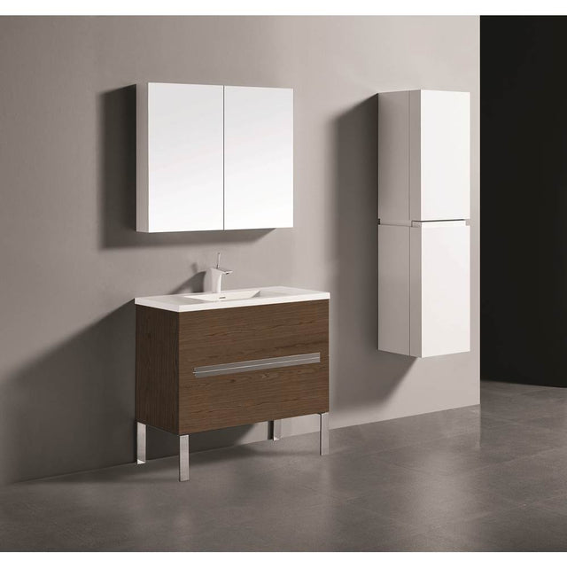 Madeli - Madeli Soho 36'' Free standing Vanity Cabinet in Brandy/HW: Satin Brass(SB) - Brandy With Satin Brass