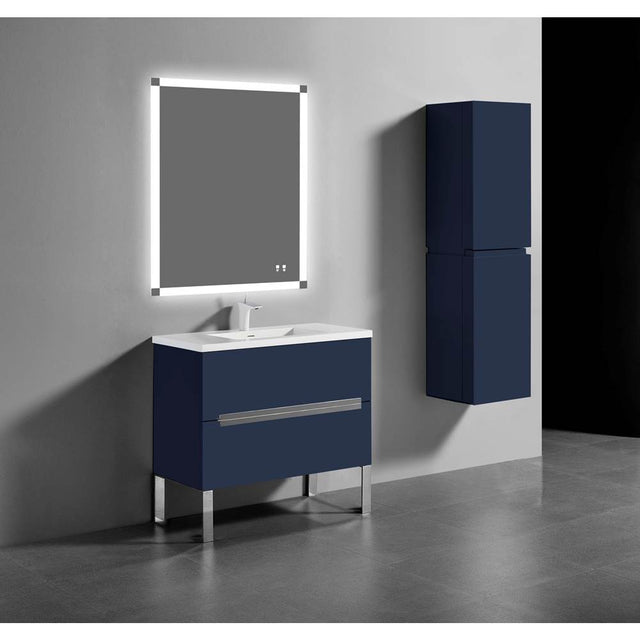 Madeli - Madeli Soho 36'' Free standing Vanity Cabinet in Sapphire/HW: Brushed Nickel(BN) - Sapphire With Brushed Nickel