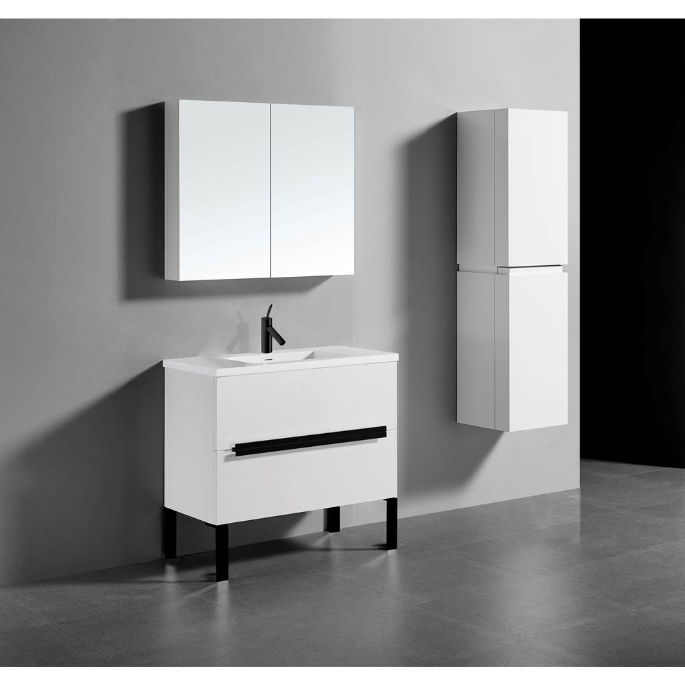 Madeli - Madeli Soho 36'' Free standing Vanity Cabinet in White/HW: Matte Black(MB) - White With Matte Black