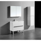 Madeli - Madeli Soho 36'' Free standing Vanity Cabinet in White/HW: Polished Chrome(PC) - White With Polished Chrome
