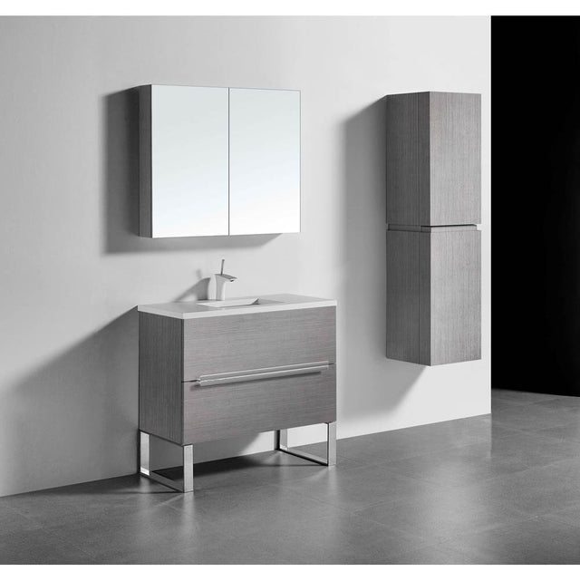 Madeli - Madeli Soho 36'' Free standing Vanity Cabinet in Ash Grey/HW: Matte Black(MB) - Ash Gray With Matte Black