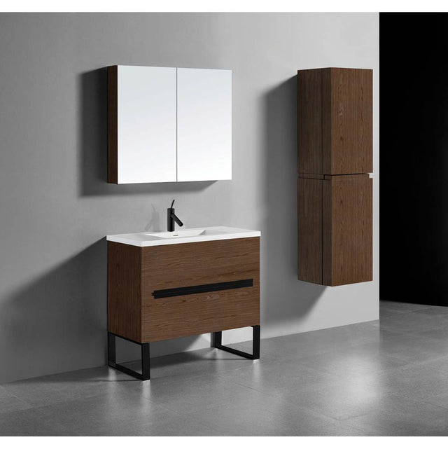 Madeli - Madeli Soho 36'' Free standing Vanity Cabinet in Brandy/HW: Matte Black(MB) - Brandy With Matte Black