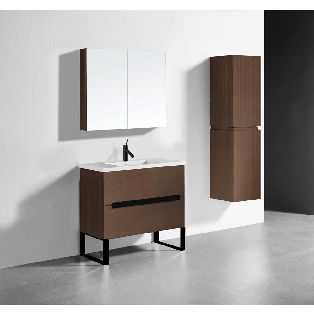 Madeli - Madeli Soho 36'' Free standing Vanity Cabinet in Walnut/HW: Matte Black(MB) - Walnut With Matte Black