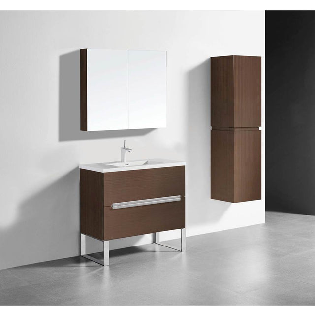 Madeli - Madeli Soho 36'' Free standing Vanity Cabinet in Walnut/HW: Polished Chrome(PC) - Walnut With Polished Chrome