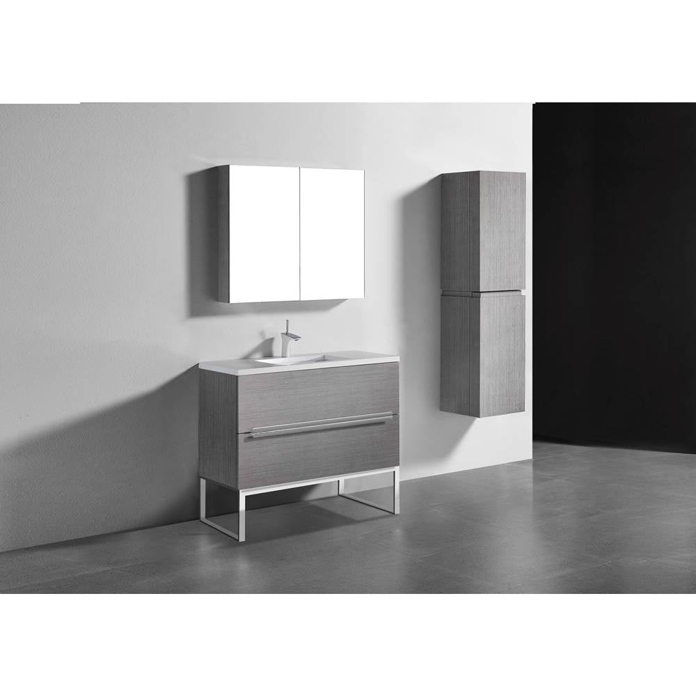 Madeli - Madeli Soho 42'' Free standing Vanity Cabinet in Ash Grey/HW: Polished Nickel(PN) - Ash Gray With Polished Nickel