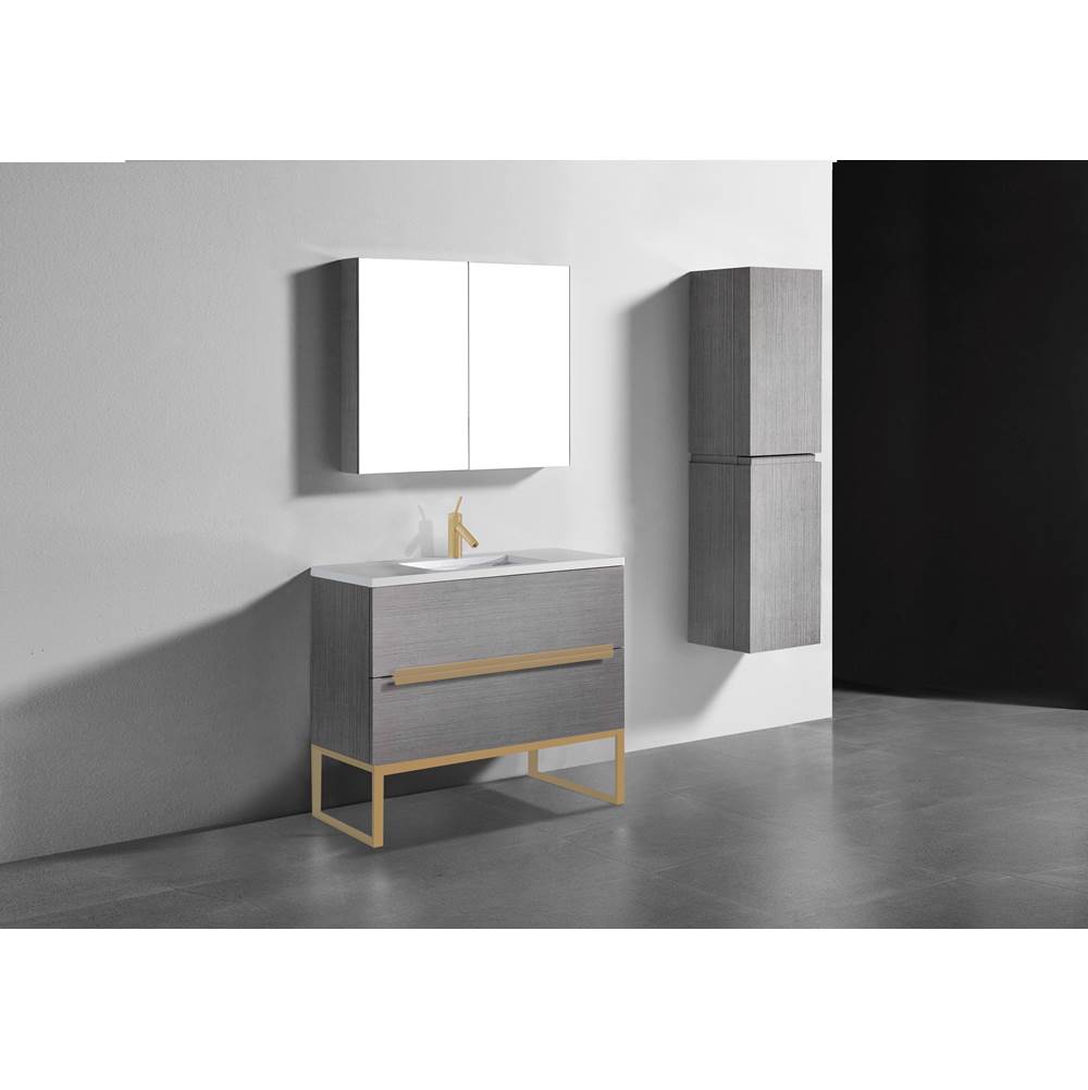 Madeli - Madeli Soho 42'' Free standing Vanity Cabinet in Ash Grey/HW: Satin Brass(SB) - Ash Gray With Satin Brass