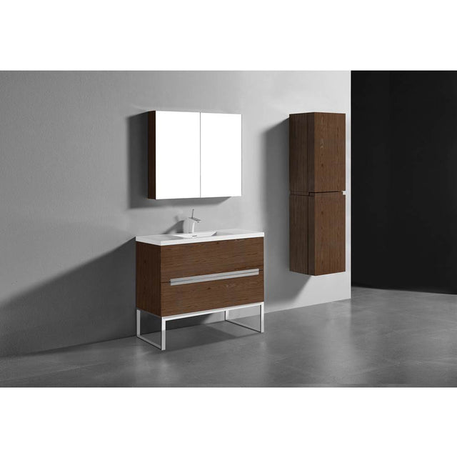 Madeli - Madeli Soho 42'' Free standing Vanity Cabinet in Brandy/HW: Polished Chrome(PC) - Brandy With Polished Chrome