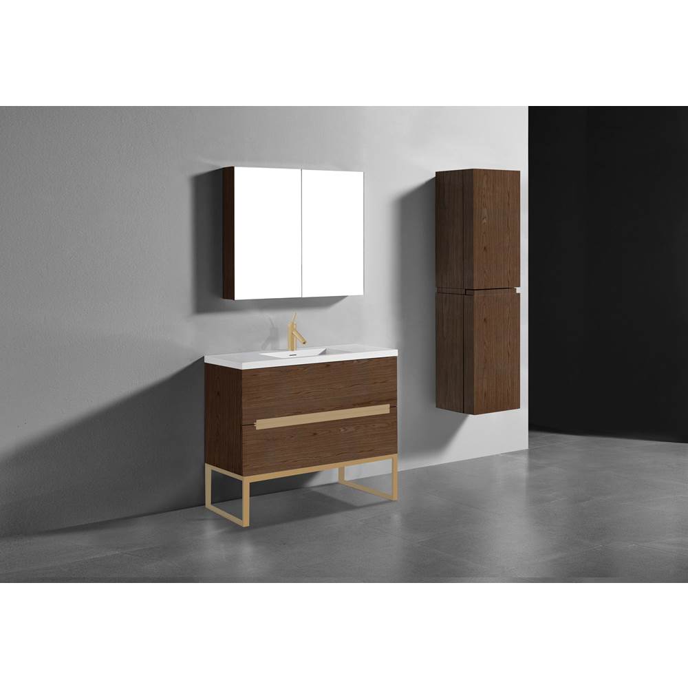 Madeli - Madeli Soho 42'' Free standing Vanity Cabinet in Brandy/HW: Satin Brass(SB) - Brandy With Satin Brass