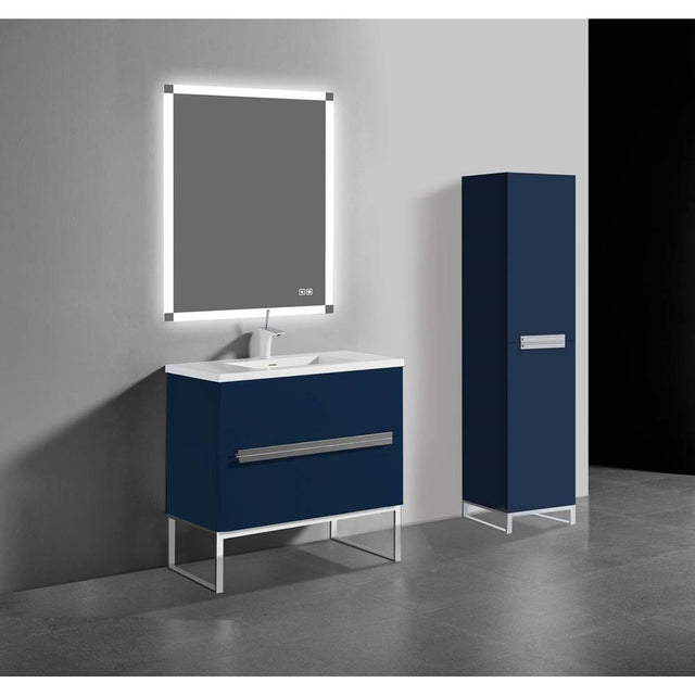 Madeli - Madeli Soho 42'' Free standing Vanity Cabinet in Sapphire/HW: Polished Chrome(PC) - Sapphire With Polished Chrome