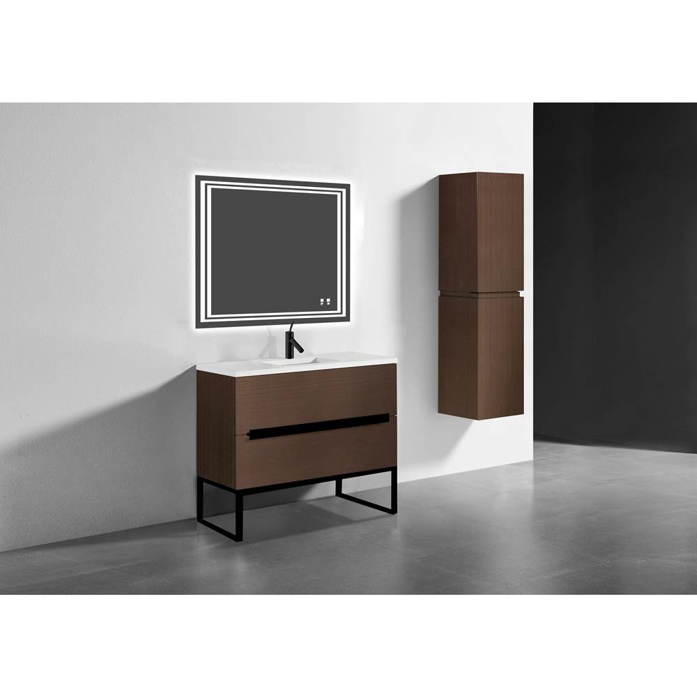 Madeli - Madeli Soho 42'' Free standing Vanity Cabinet in Walnut/HW: Matte Black(MB) - Walnut With Matte Black