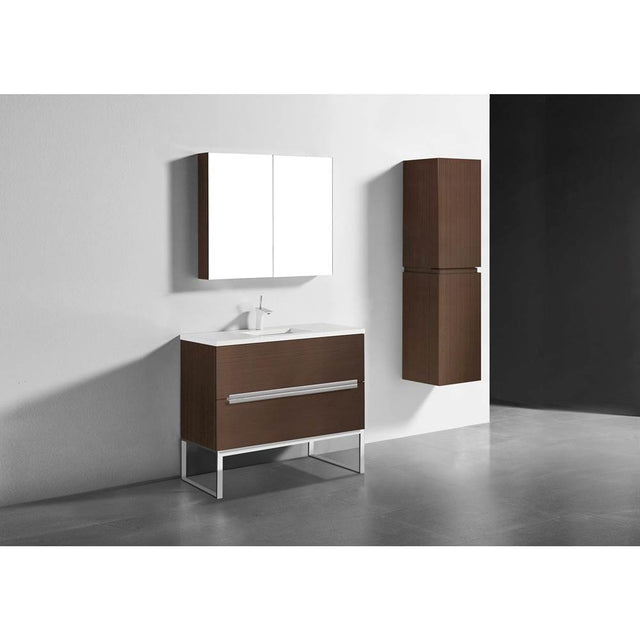 Madeli - Madeli Soho 42'' Free standing Vanity Cabinet in Walnut/HW: Polished Nickel(PN) - Walnut With Polished Nickel