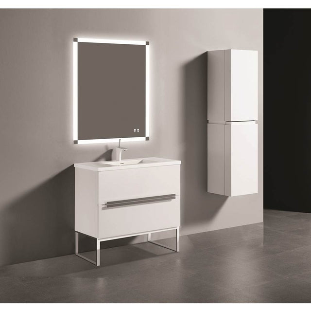 Madeli - Madeli Soho 42'' Free standing Vanity Cabinet in White/HW: Matte Black(MB) - White With Matte Black