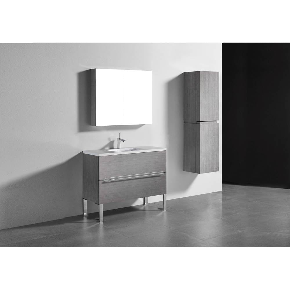 Madeli - Madeli Soho 42'' Free standing Vanity Cabinet in Ash Grey/HW: Brushed Nickel(BN) - Ash Gray With Brushed Nickel