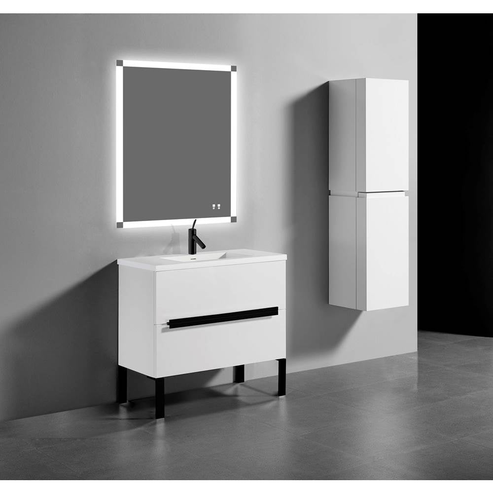 Madeli - Madeli Soho 42'' Free standing Vanity Cabinet in White/HW: Matte Black(MB) - White With Matte Black