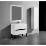 Madeli - Madeli Soho 42'' Free standing Vanity Cabinet in White/HW: Matte Black(MB) - White With Matte Black