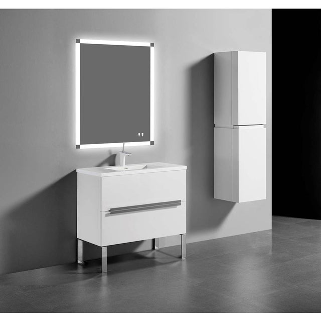 Madeli - Madeli Soho 42'' Free standing Vanity Cabinet in White/HW: Polished Chrome(PC) - White With Polished Chrome