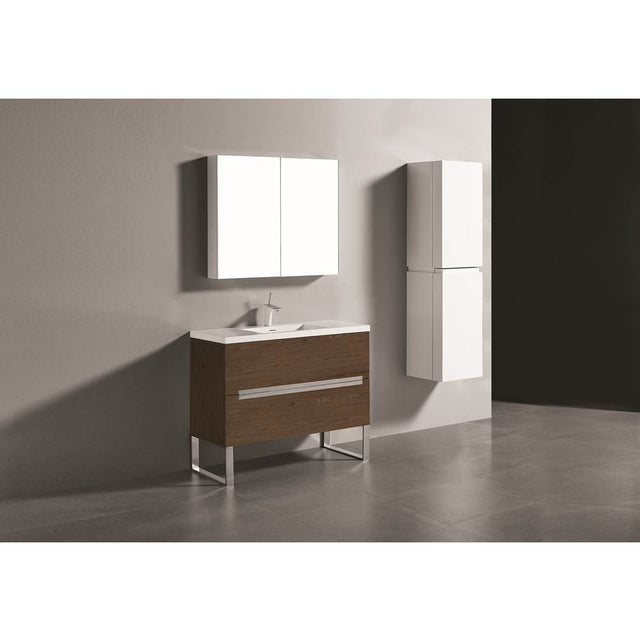 Madeli - Madeli Soho 42'' Free standing Vanity Cabinet in Brandy/HW: Satin Brass(SB) - Brandy With Satin Brass