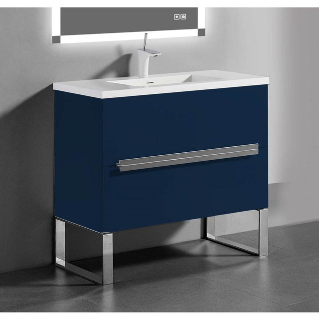 Madeli - Madeli Soho 42'' Free standing Vanity Cabinet in Sapphire/HW: Brushed Nickel(PN) - Sapphire With Polished Nickel