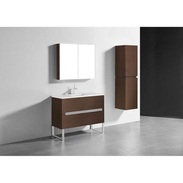 Madeli - Madeli Soho 42'' Free standing Vanity Cabinet in Walnut/HW: Brushed Nickel(BN) - Walnut With Brushed Nickel