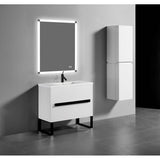 Madeli - Madeli Soho 42'' Free standing Vanity Cabinet in White/HW: Matte Black(MB) - White With Matte Black