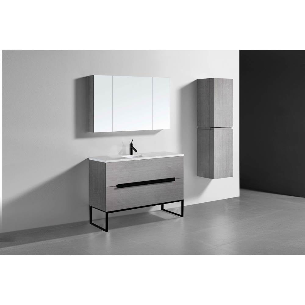 Madeli - Madeli Soho 48C'' Free standing Vanity Cabinet in Ash Grey/HW: Matte Black(MB) - Ash Gray With Matte Black