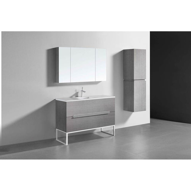 Madeli - Madeli Soho 48C'' Free standing Vanity Cabinet in Ash Grey/HW: Polished Chrome(PC) - Ash Gray With Polished Chrome