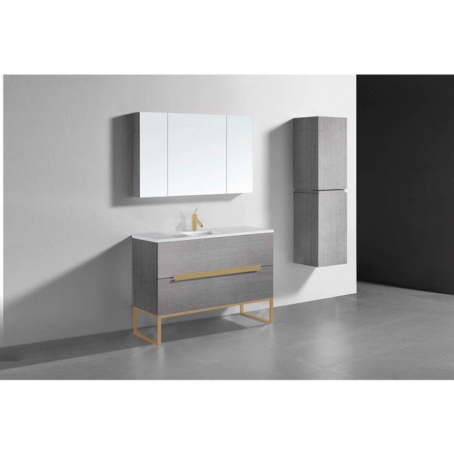 Madeli - Madeli Soho 48C'' Free standing Vanity Cabinet in Ash Grey/HW: Satin Brass(SB) - Ash Gray With Satin Brass