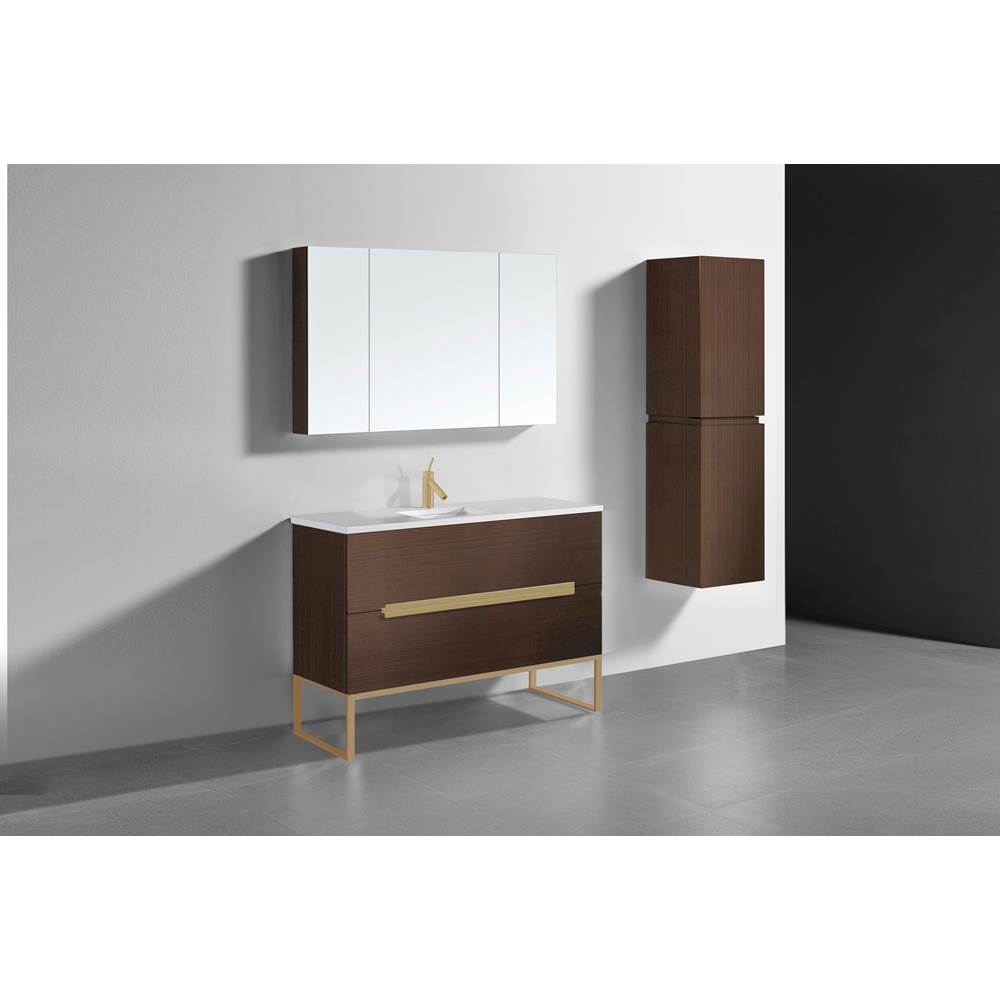 Madeli - Madeli Soho 48C'' Free standing Vanity Cabinet in Walnut/HW: Satin Brass(SB) - Walnut With Satin Brass