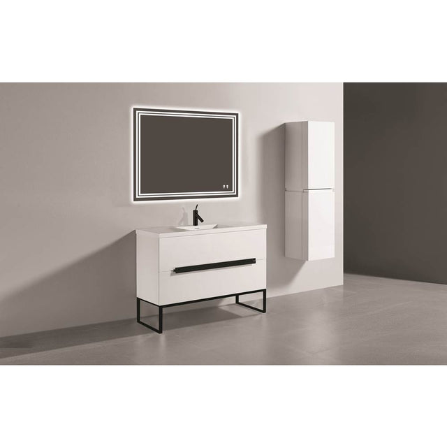 Madeli - Madeli Soho 48C'' Free standing Vanity Cabinet in White/HW: Matte Black(MB) - White With Matte Black