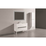 Madeli - Madeli Soho 48C'' Free standing Vanity Cabinet in White/HW: Polished Nickel(PN) - White With Polished Nickel