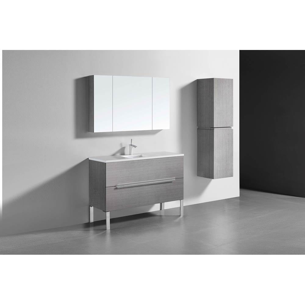 Madeli - Madeli Soho 48C'' Free standing Vanity Cabinet in Ash Grey/HW: Polished Nickel(PN) - Ash Gray With Polished Nickel