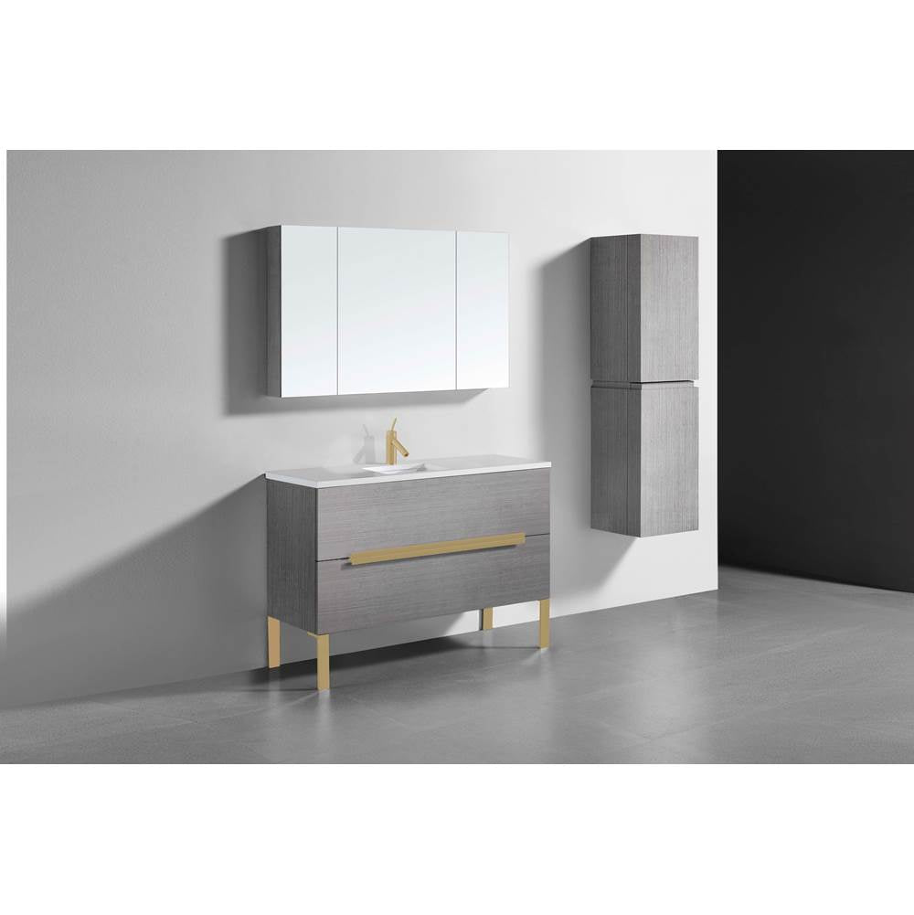 Madeli - Madeli Soho 48C'' Free standing Vanity Cabinet in Ash Grey/HW: Satin Brass(SB) - Ash Gray With Satin Brass