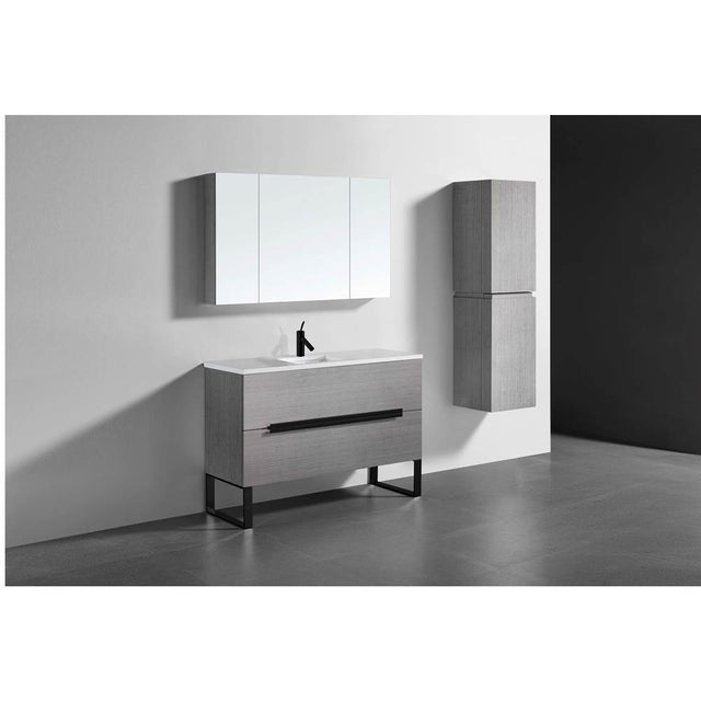 Madeli - Madeli Soho 48C'' Free standing Vanity Cabinet in Ash Grey/HW: Matte Black(MB) - Ash Gray With Matte Black