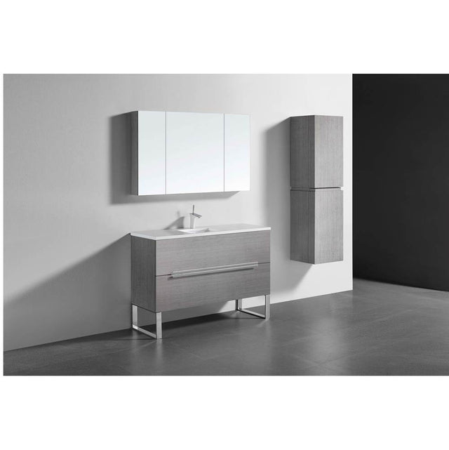 Madeli - Madeli Soho 48C'' Free standing Vanity Cabinet in Ash Grey/HW: Polished Nickel(PN) - Ash Gray With Polished Nickel