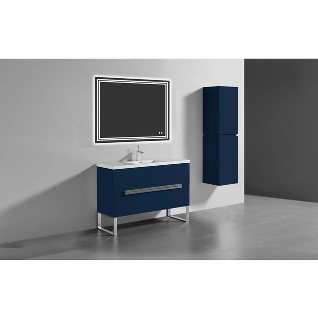 Madeli - Madeli Soho 48C'' Free standing Vanity Cabinet in Sapphire/HW: Satin Brass(SB) - Sapphire With Satin Brass