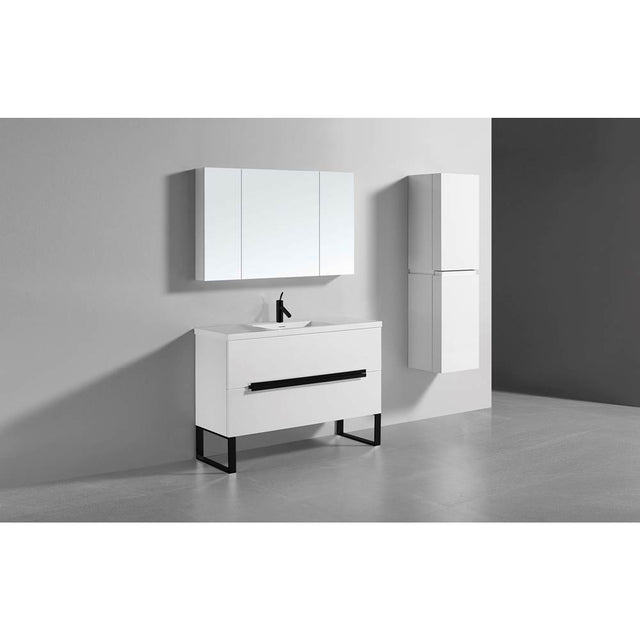 Madeli - Madeli Soho 48C'' Free standing Vanity Cabinet in White/HW: Matte Black(MB) - White With Matte Black