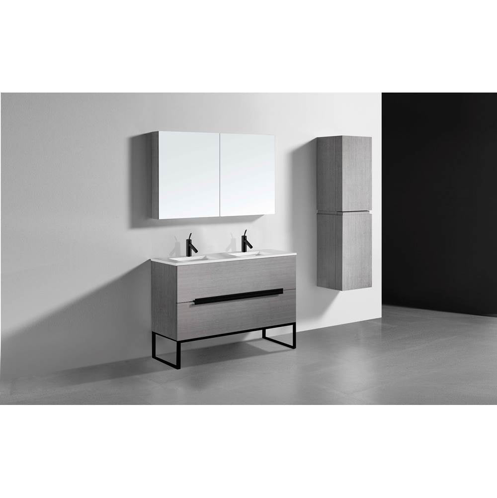 Madeli - Madeli Soho 48D'' Free standing Vanity Cabinet in Ash Grey/HW: Matte Black(MB) - Ash Gray With Matte Black