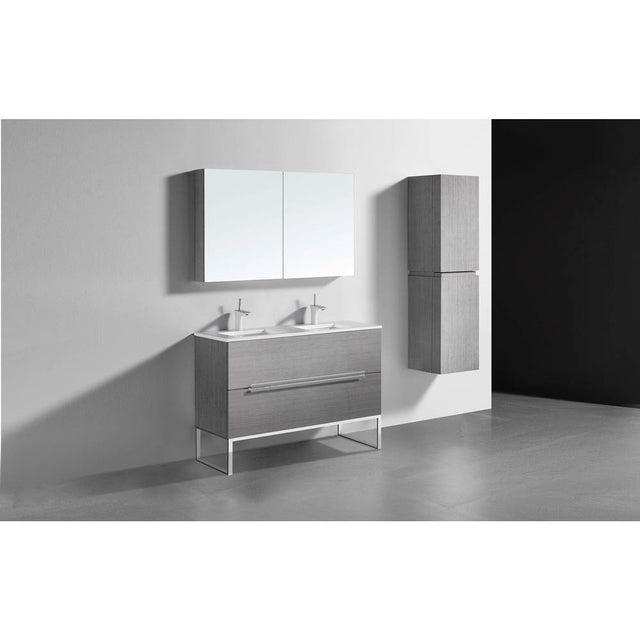 Madeli - Madeli Soho 48D'' Free standing Vanity Cabinet in Ash Grey/HW: Polished Chrome(PC) - Ash Gray With Polished Chrome