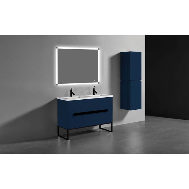 Madeli - Madeli Soho 48D'' Free standing Vanity Cabinet in Sapphire/HW: Matte Black(MB) - Sapphire With Matte Black